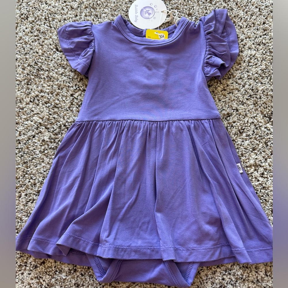 Purple Ruffle-Sleeve Bamboo Bodysuit Twirl